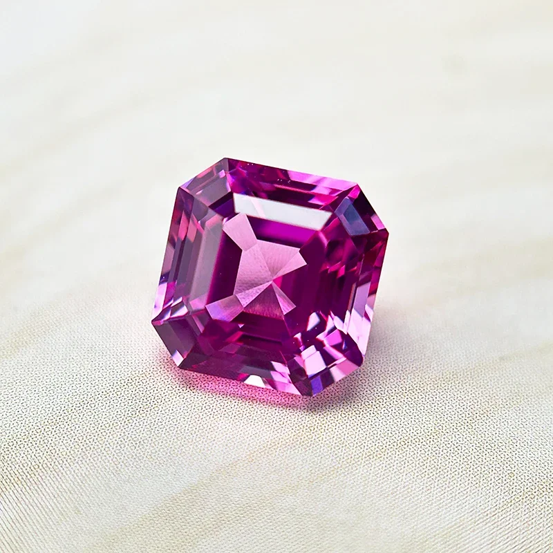 

Top Lab Grown Sapphire Asscher Cut Pink Color VVS1 Charms Diy Advanced Jewelry Making Materials Selectable AGL Certificate