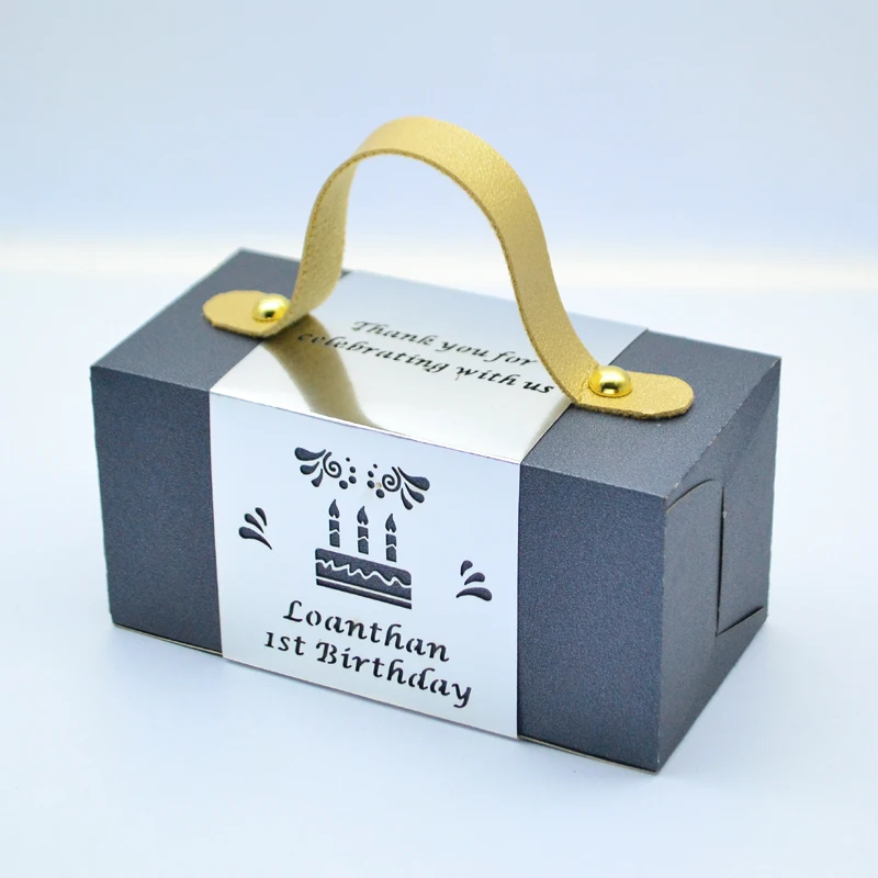 

New Arrival 50PCS Leather Handle Personalized Birthday Wedding First Holy Communion Event Party Supplies Suitcase Candy Box