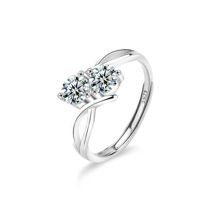 

1CTTW Colorless Moissanite 925 Sterling Sliver Ring for Women Proposal Wedding Platinum Plated Band Brilliant Diamond GRA