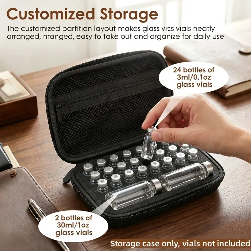 11/26 Slots Insulin Peptide Vial Storage Case Portable EVA Travel Organizer Fit 3ml & 30ml Standard Vials for Fridge Carrying