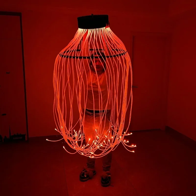 LED 회전 램프 댄스 회전 소품 풀 컬러 발광 섬유 댄스 소품 해파리 서커스 가이드 라이트 스트립 파티 레이브 무대