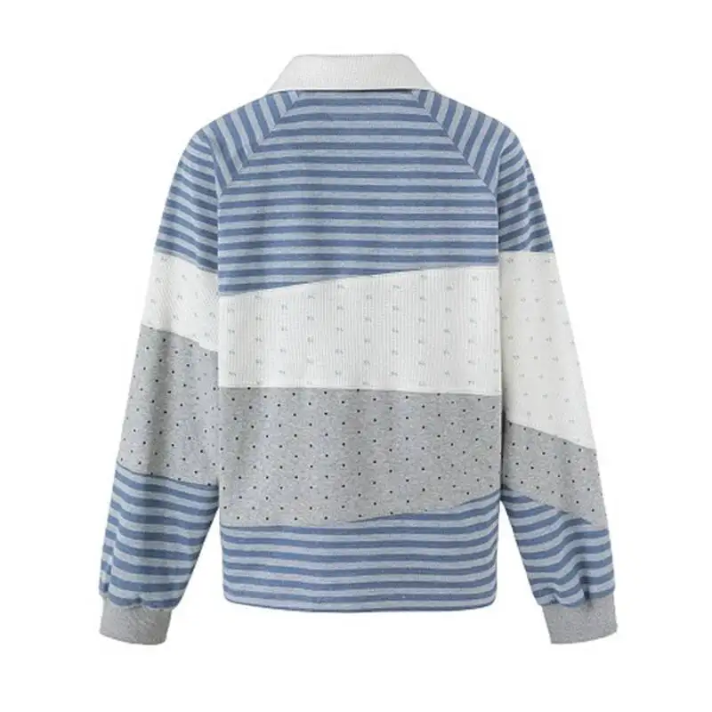 American Street Fashion Men Pullover Sweatshirt Patchwork Color-Block POLO Loose 2026 Autumn New Casual Tops VA4C