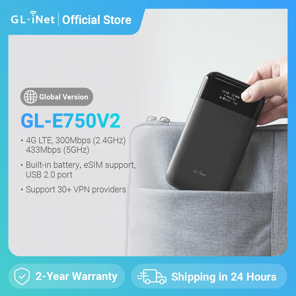 GL.iNet MUDI V2 (GL-E750V2) 750Mbps 1TB Max MicroSD with OpenWrt 4G LTE Router