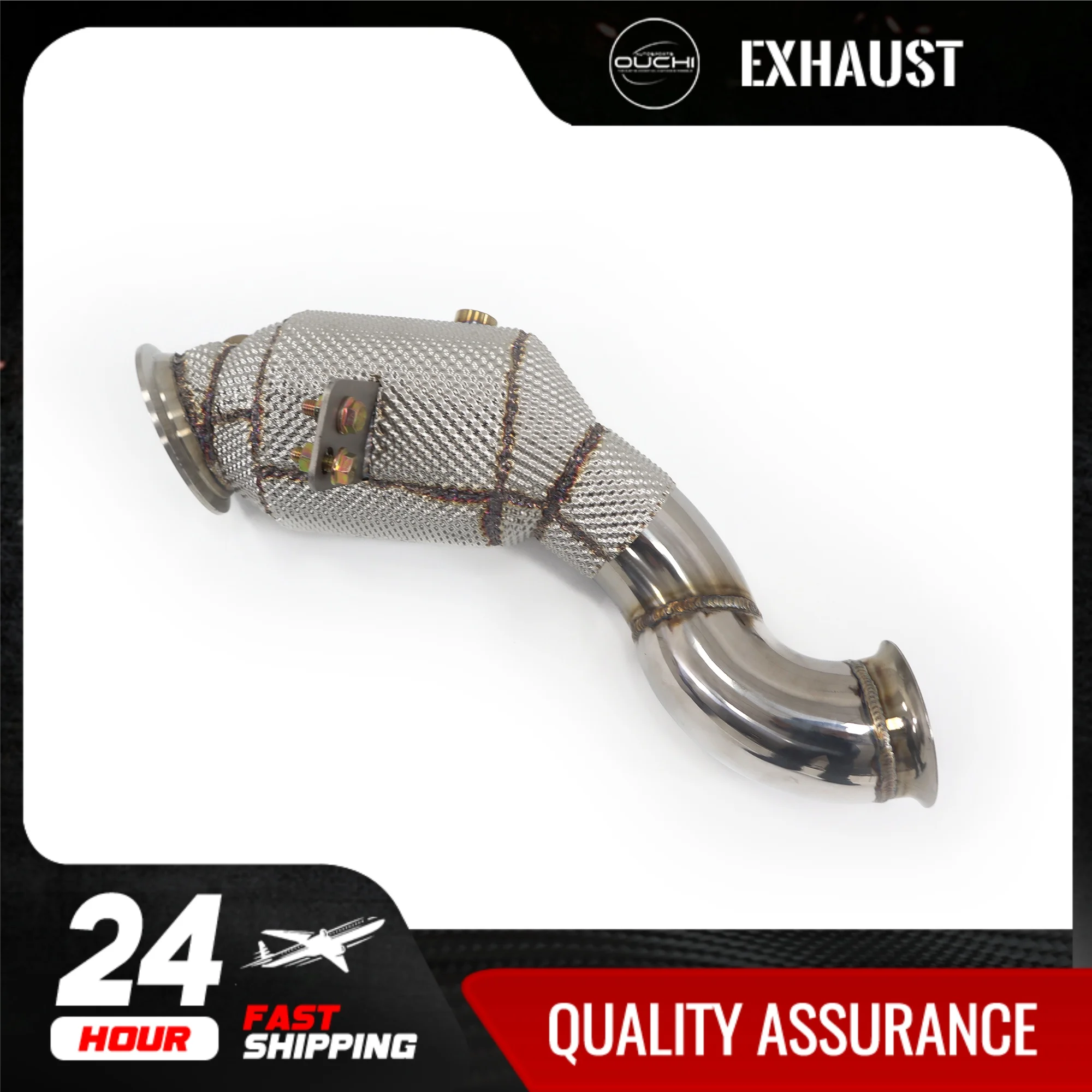 Fast shipping in 24 hours downpipe for Mercedes Benz C200 W205 OUCHI stainless steels exhaust With heat shield without cat