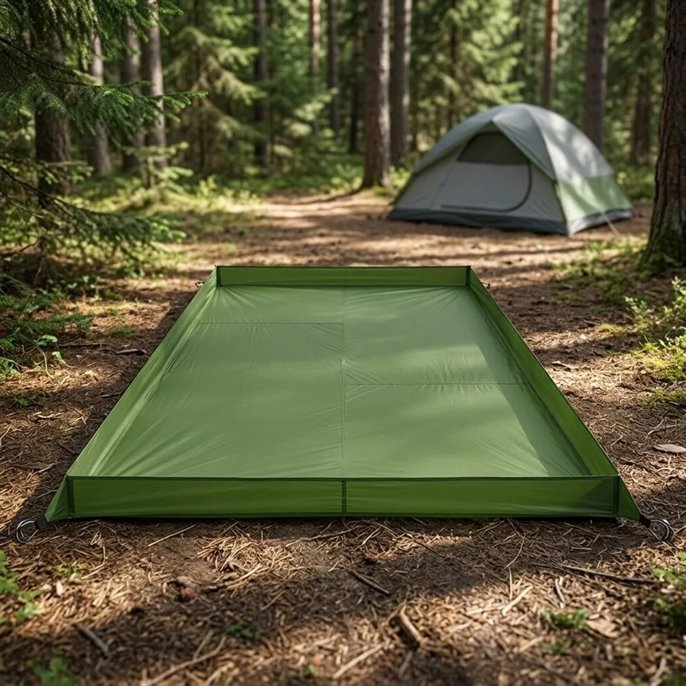Picnic Groundsheet Camping Tent Ground Sheet 20D Silicone Nylon Cloth 210D Oxford Cloth Attached Pegs Included