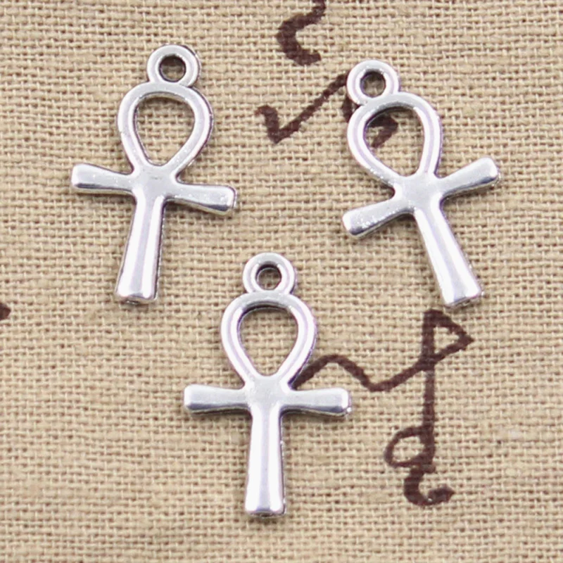 20pcs Charms Anka Cross Egyptian Ankh Life Symbol 21x13mm Antique Silver Color Pendants Making DIY Handmade Tibetan Finding