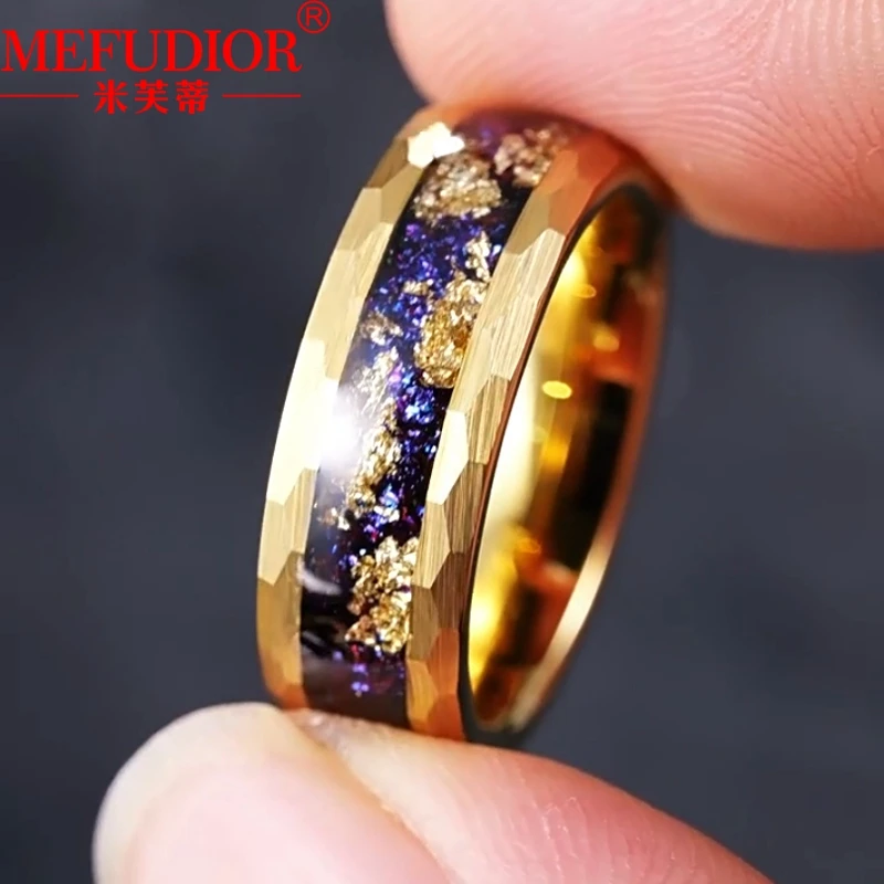 Tungsten Luxury Rings For Men 2MM Thickness Yellow Gold Colour Hip Hop Wedding Band High Quality for Male Party Jewelry Gift