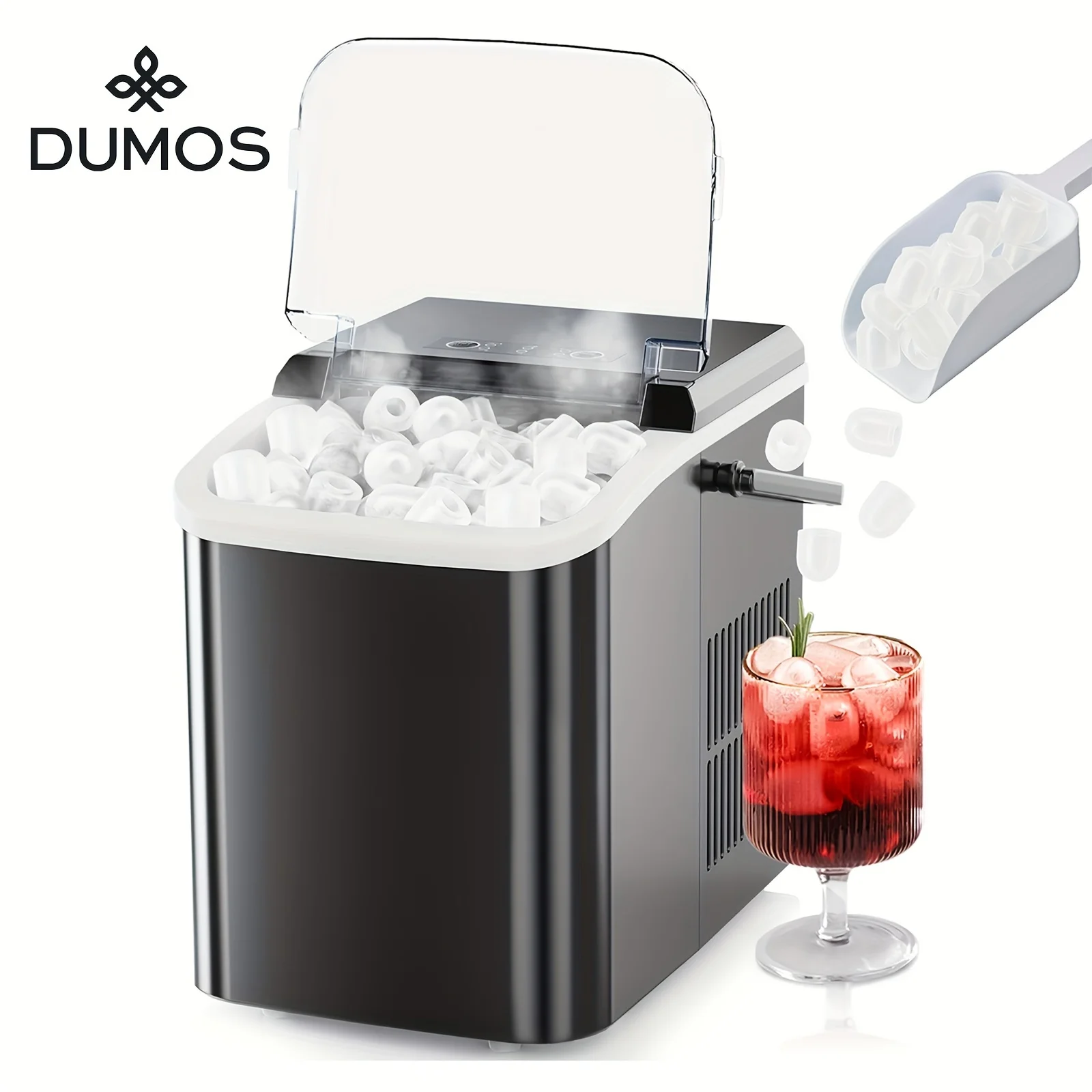 

1pc, Ice Maker Countertop - Creates 9 Ice Cubes In 6 Mins, Produces 26lbs Ice In 24Hrs, Compact Portable Self-Cleaning Function