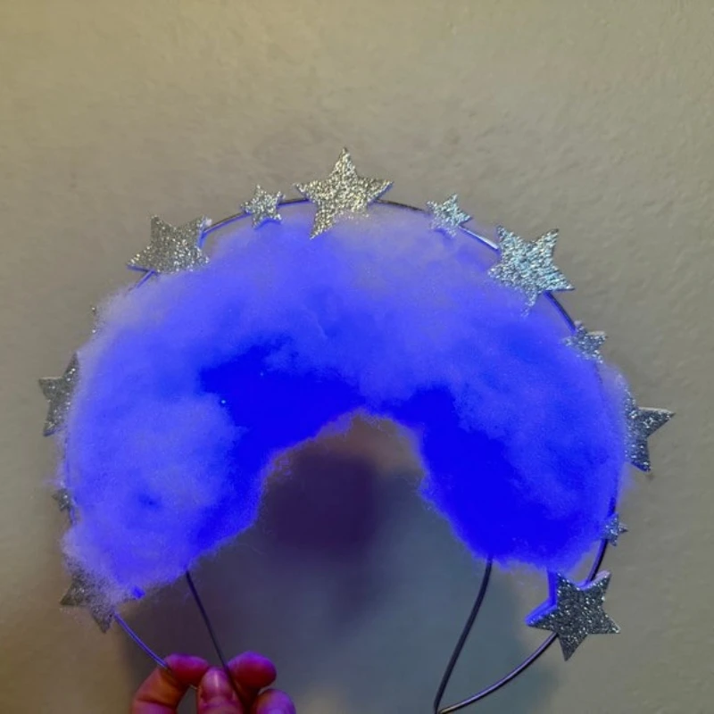 

Light Up Storm Cloud Headband - Glittering LED Hair Accessory for Halloween Costume, Christmas Party & Easter Photo Prop