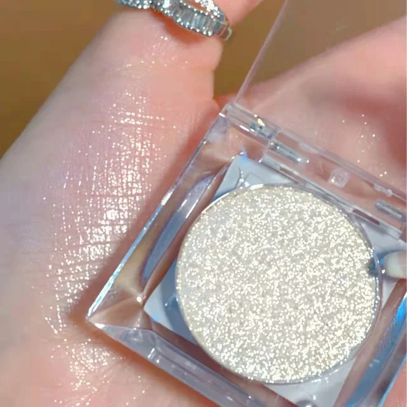 Nova paleta de iluminador monocromático branco brilhante lindo glitter sombra de longa duração perolado shimmer iluminar bronzers
