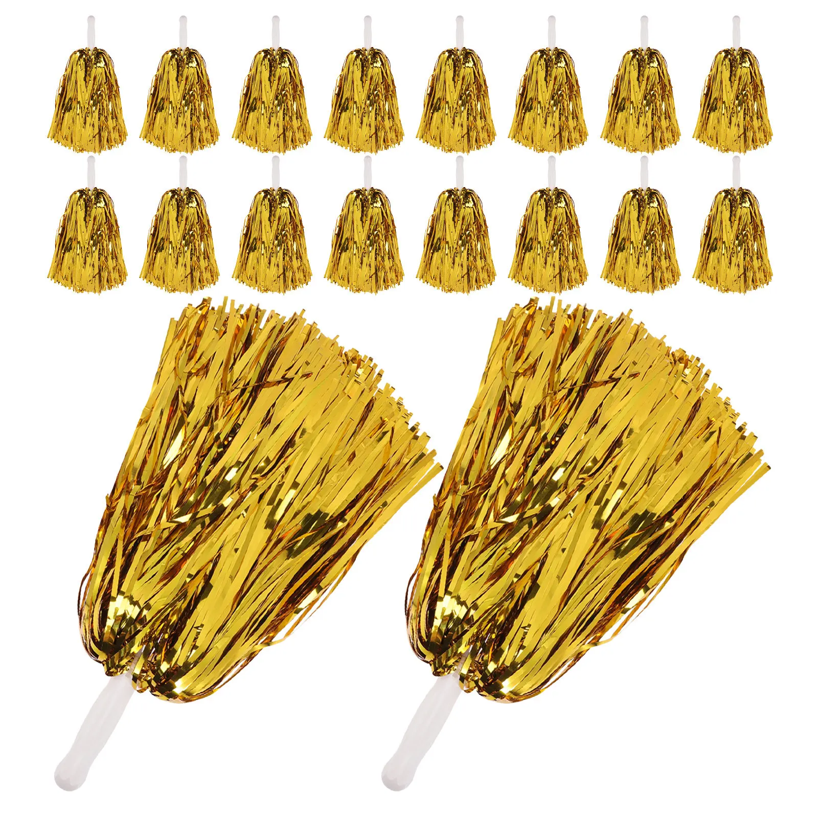 24Pcs Cheer Pom Poms Metallic Cheerleading Pompoms Sturdy Handle Lightweight for Sports Events Dance Party Birthday Celebration