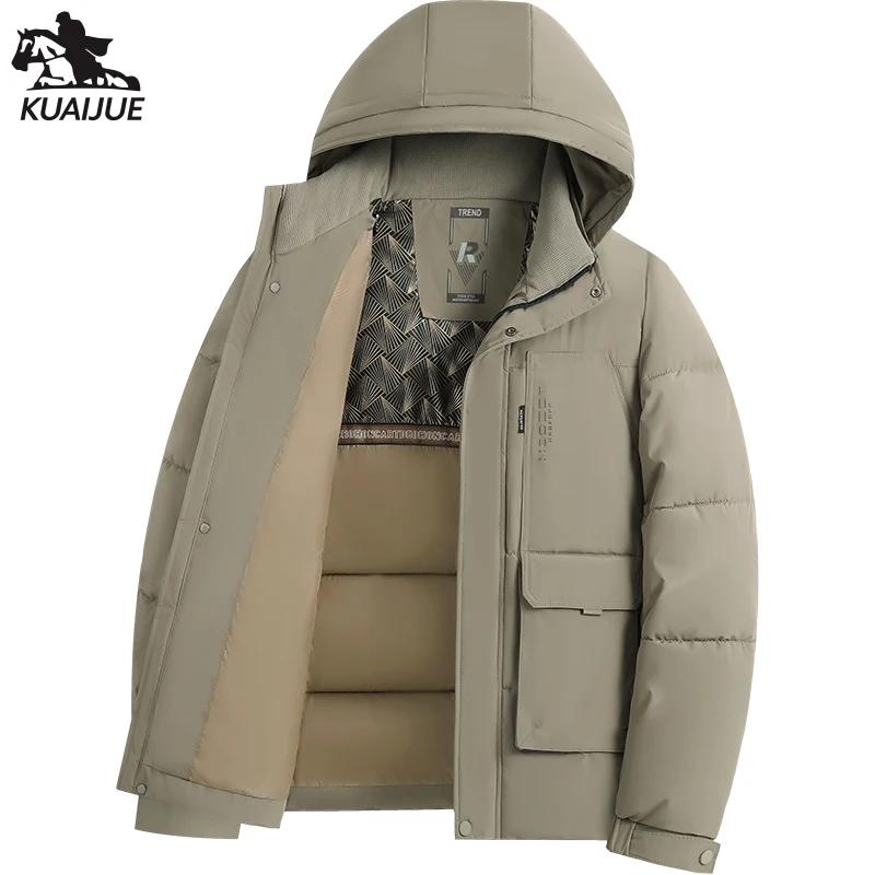 

Mens Jacket Stand mens Parka Winter New Hooded hood down jacket fleece Warm Jackets men business leisure coat baseball coats