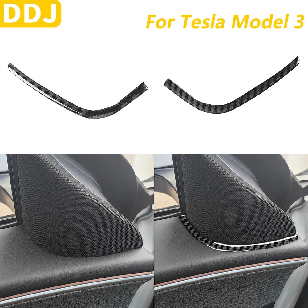 Für Tesla Modell 3 Highland 2023-2025 Carbon Faser A-säule Lautsprecher Horn Audio Rahmen Panel Trim Abdeckung auto Zubehör Aufkleber
