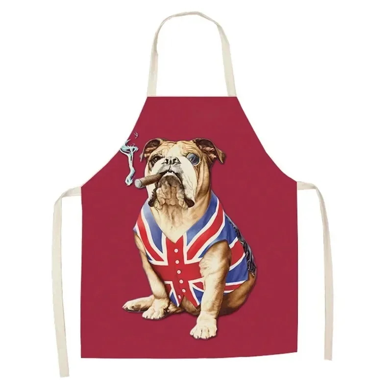 Funny French Bulldog Print Apron Cute Dog Sleeveless Pinafore For Women Men Home Kitchen Cooking Baking BBQ Cleaning Bib Gift