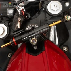 Motorcycle Carbon Fiber Adjustable Steering Damper Stabilizer Universal For Yamaha MT10 MT-07 MT09 ZX6R YZF R6 CBR650R CB1000R