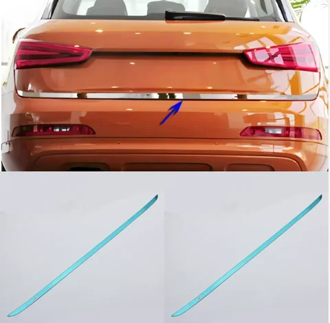 Car trunk decorative strip stainless steel sequins For Audi Q3 Body kit tailgate bottom chrome trim bright sticker  2012 -2018 ﻿