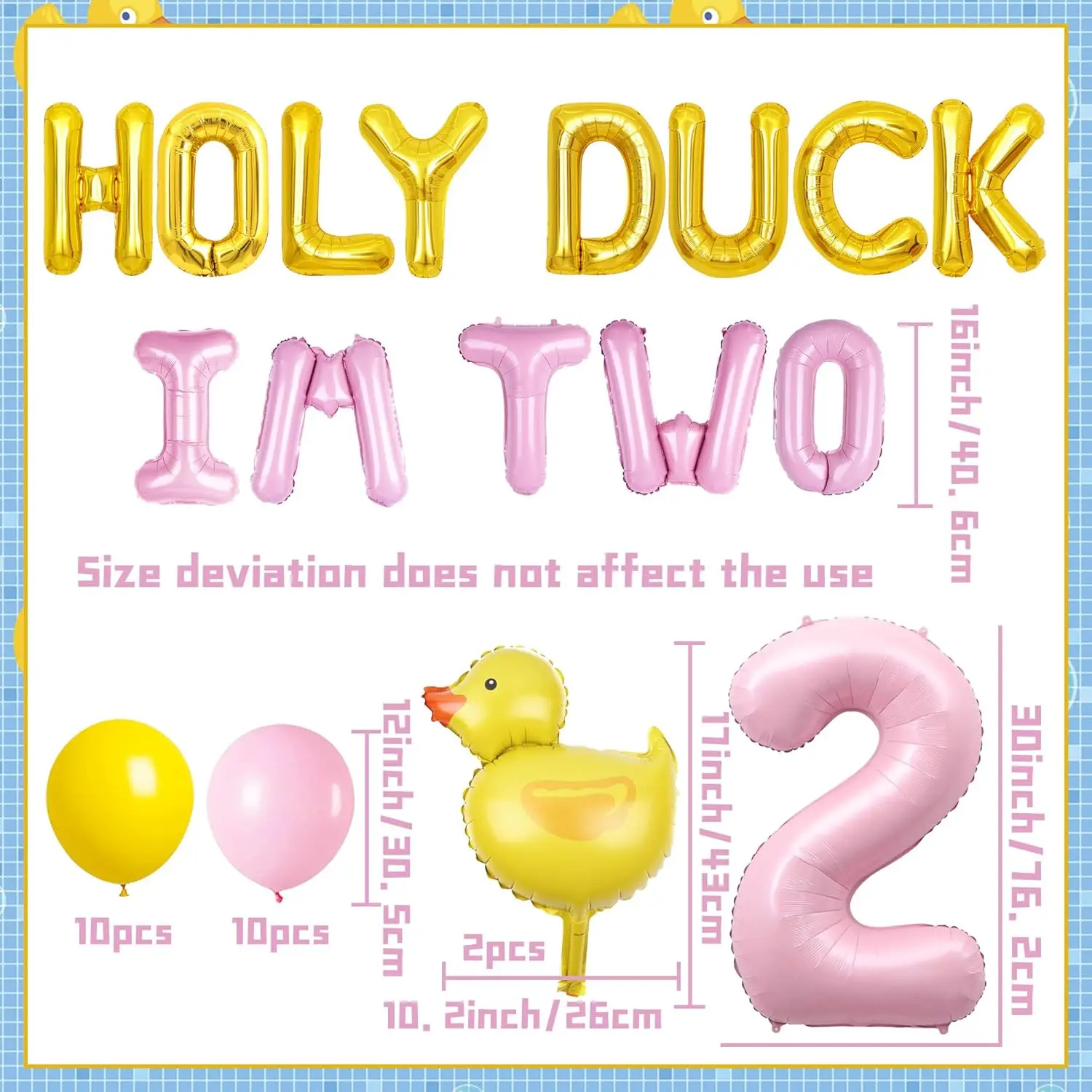 Laventy Holy Duck Im 2 Birthday Banner Balloon Backdrop Party Favor Rubber Duck Second Birthday Duck Hunting First Birthday