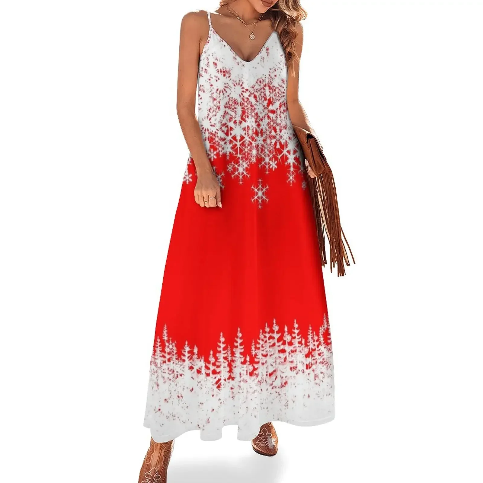 Christmas holiday Santa snowflakes Sleeveless Dress Dresses gala Women dresses summer Dress