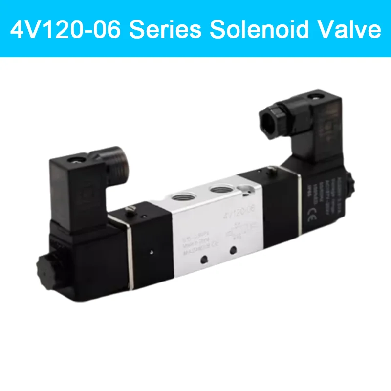 

4V120-06 Series Solenoid Valve pneumatic cylinder directional control valve AC110V AC220V DC12V DC24V with 4mm 6mm 8mm fitting