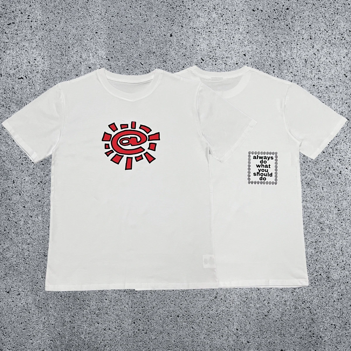 T-shirt à manches courtes Top AD WYSD TALK Sun Roll Fun imprimé American High Street Skateboard en coton à col rond