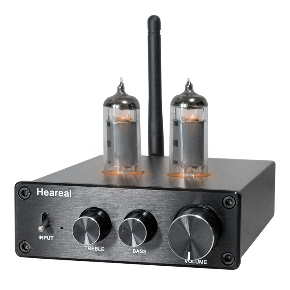 

Bluetooth 5.0 AUX Dual Input HiFi 6J5 Vacuum Tube Preamp Audio Amplifier With Treble Bass Ajustment