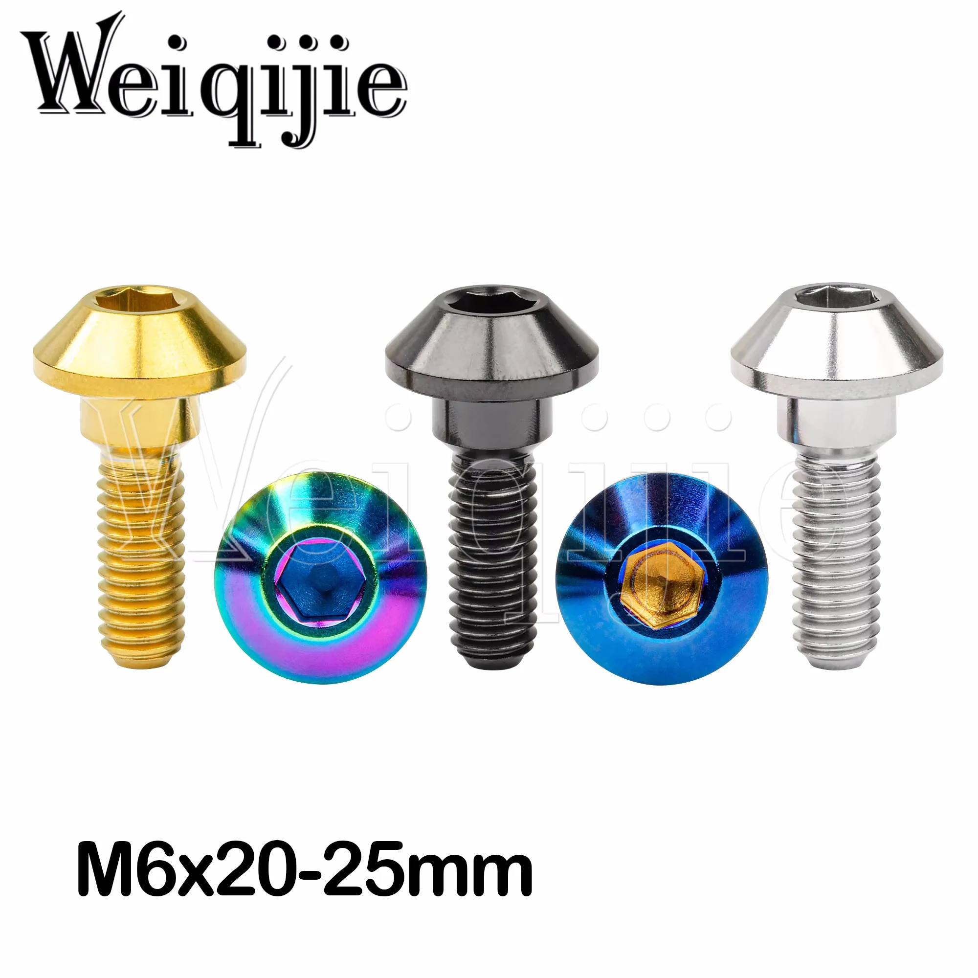 

Weiqijie 6pcs Titanium Bolts M6x20/25mm Hex Head Screws for Yamaha Motorcycle Brake Brakes