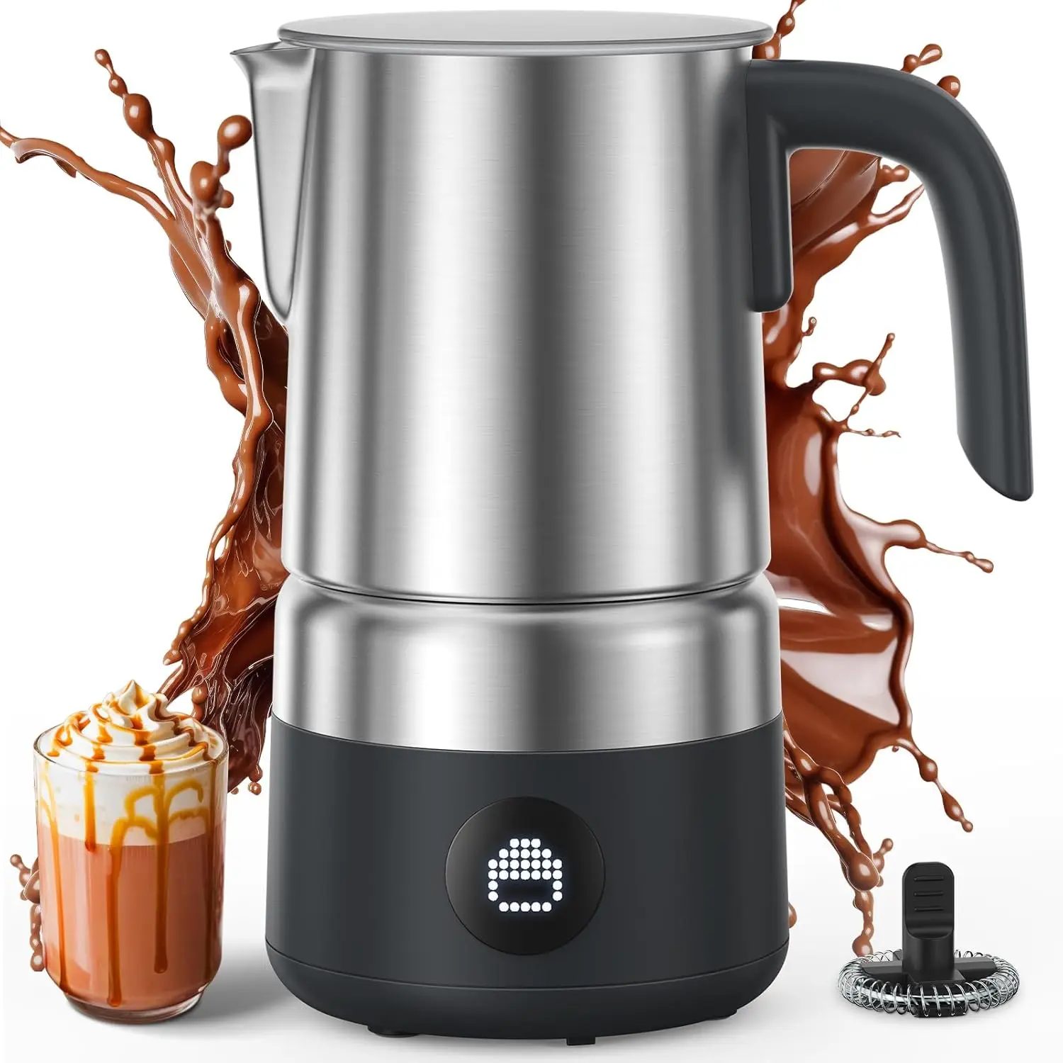 

Milk Frother and Steamer [Upgraded], All-in-1 Detachable Frother for Coffee 600W, Automatic Warm and Cold Foam Maker, Stainless