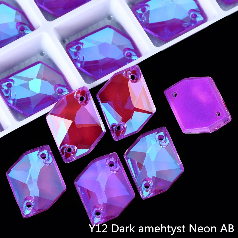 OLeeya K9 Glas Neon Fluoreszierende Kosmische Näh-Strass-Steine mit Kanten und Abschrägungen zum Aufnähen für Kleidung und Accessoires – Detail 7