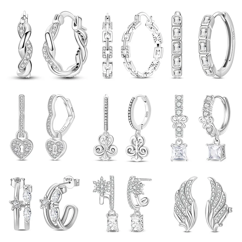 New 925 Sterling Silver Sparkling Zircon Simplicity Women Earrings Brilliant Wedding Engagement Star Earrings Jewelry Gift
