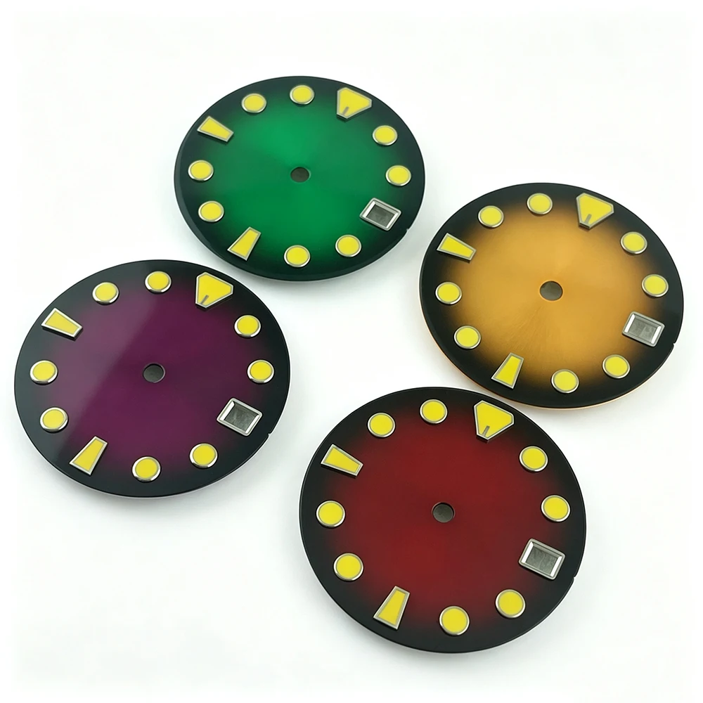 28.5mm NH35 Dial Luminous Watch Dial Gradient Color Date Window Fit NH35 NH36 Movement Watch Accessories Replacement Dial