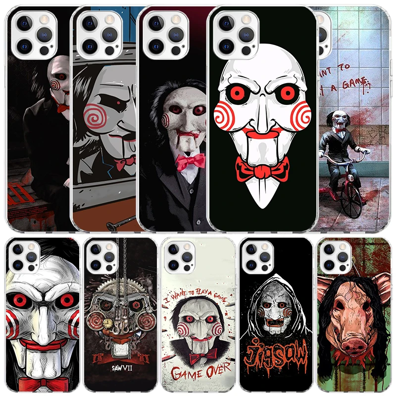 The Jigsaw Killer Horror Phone Case For IPhone 16 15 14 13 12 11 Pro Max Mini XR XS X 7 Plus 8 + SE 2020 Soft TPU Back Cover