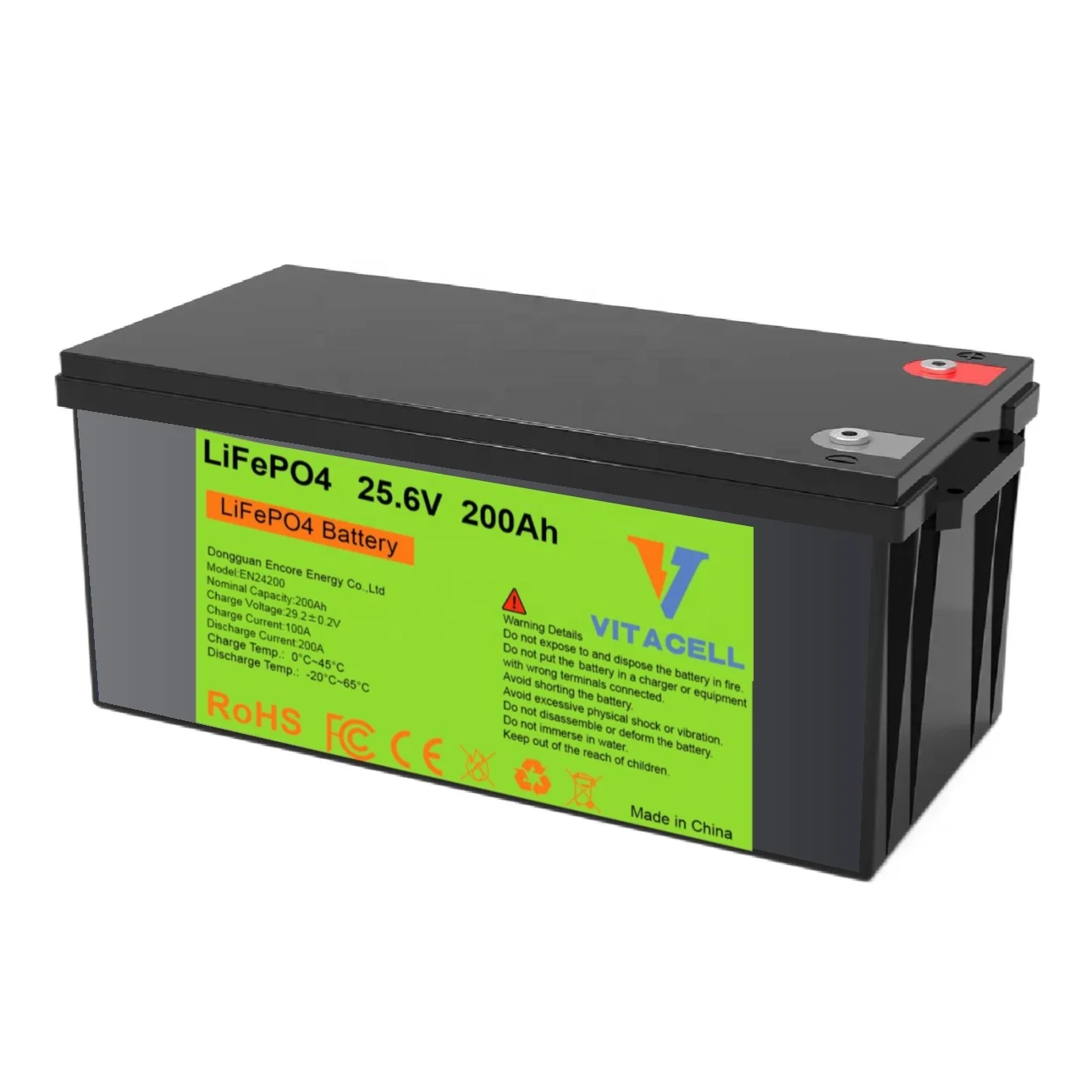 Encoreサプライヤー 24V 200Ahリチウムイオンバッテリーパック LFP Lifepo4バッテリー 12V 48V 100Ah 300Ah RV車 ゴルフカート 太陽光発電用