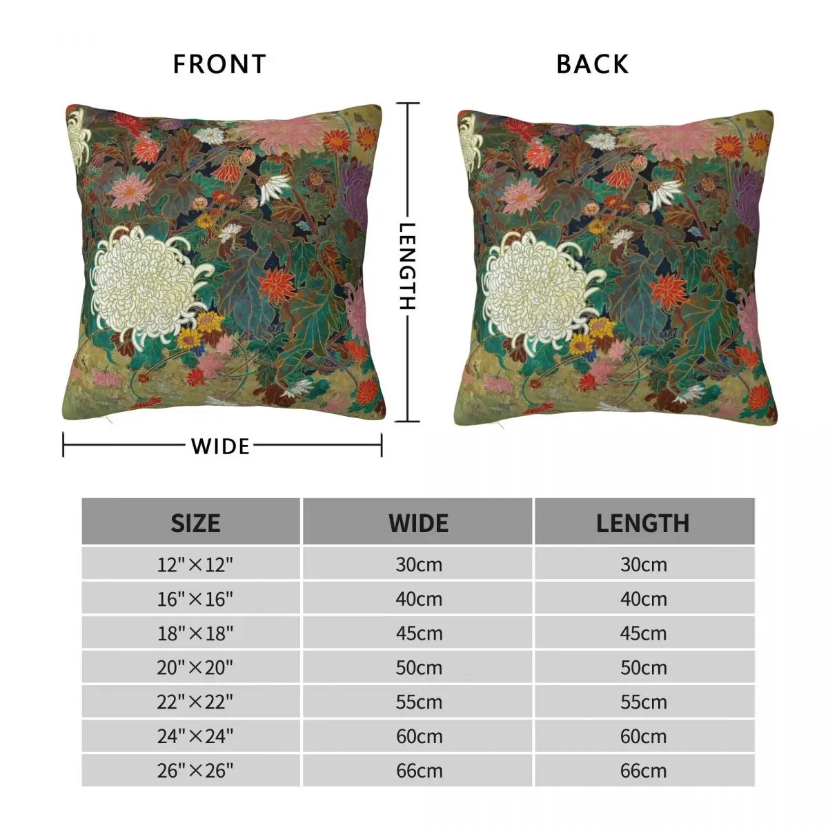 Flower Japanese Nature Square Pillowcase Polyester Linen Velvet Pattern Zip Decorative Throw Pillow Case Cushion Cover Wholesale