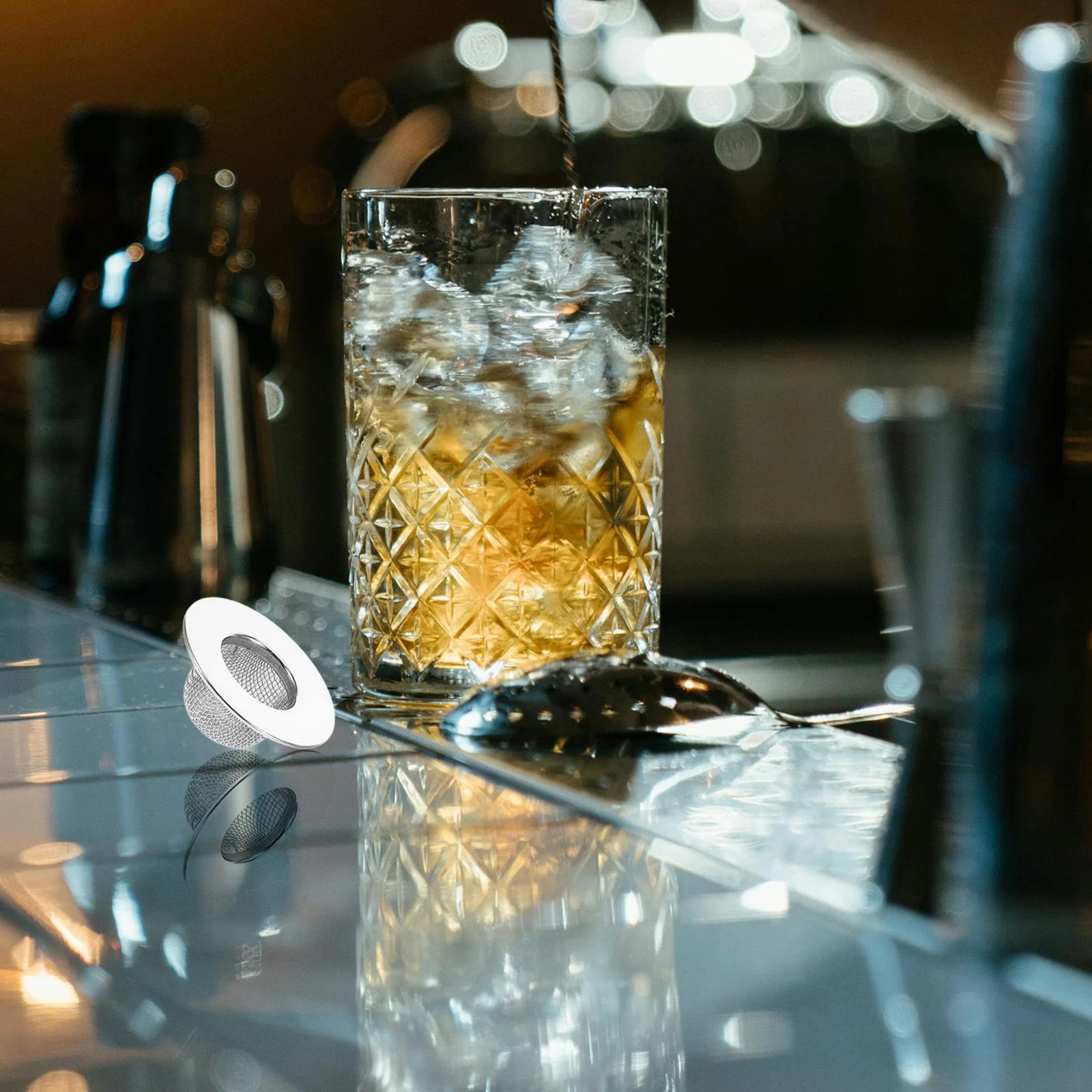 

5Pcs Fine Mesh Stainless Steel Smoking Filter Bowl Double Layer Screen for Cocktails Whiskey Bar Drinks Screen Sieve
