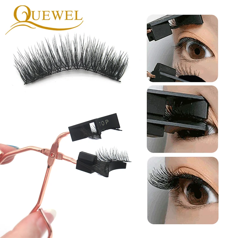 Quewel magnético cílios lash lift 2 ímãs cílios kits de maquiagem natural 3d falso vison cílios clipe conjunto não aplicar ferramentas de cola