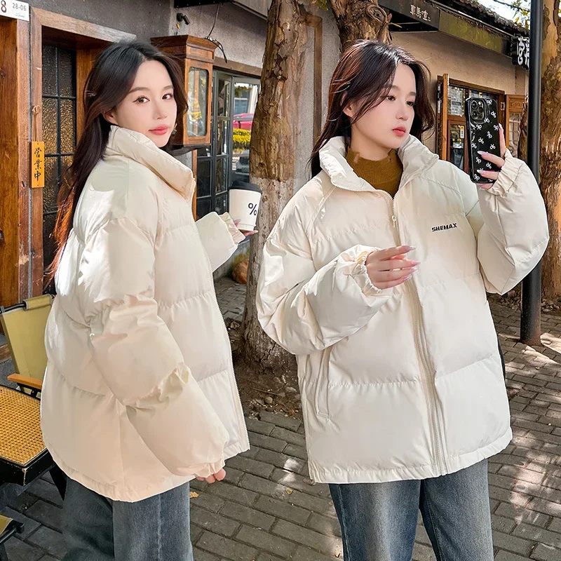 Women's Autumn Winter Top Coat Cotton Coat Bread Coat Solid Color Thickened Fleece Lining Simple New Casual Soft Niche Skinny