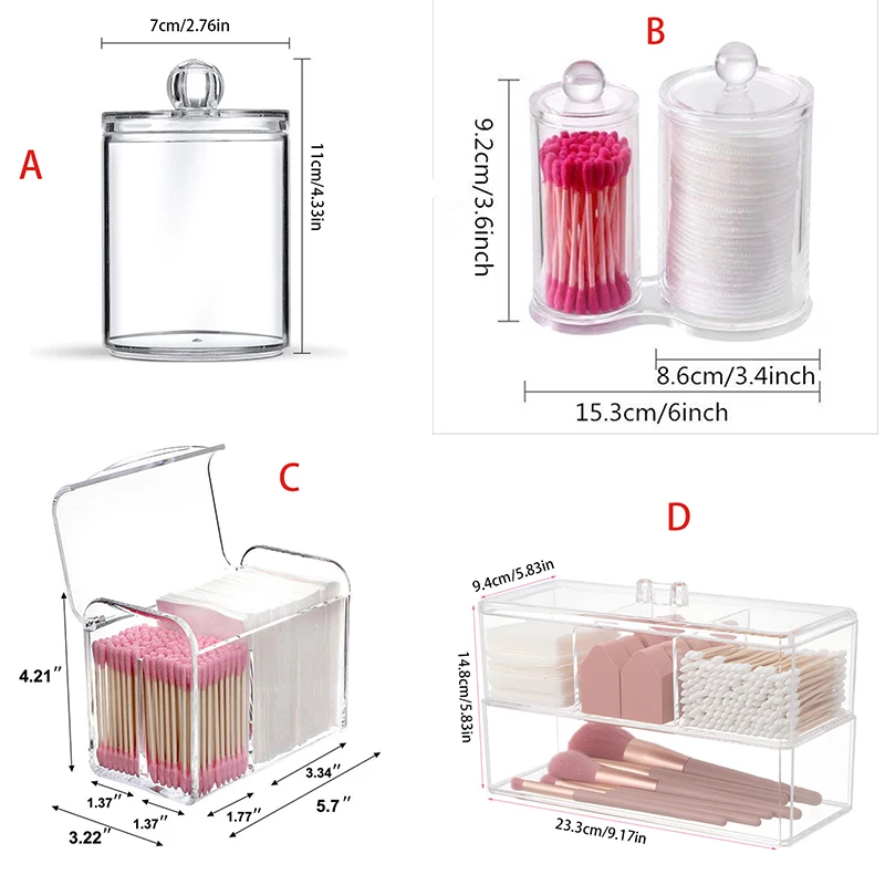 1 piece cosmetic storage jar with lid, suitable for cotton balls, cotton swabs, dental floss. Cosmetic storage and organization