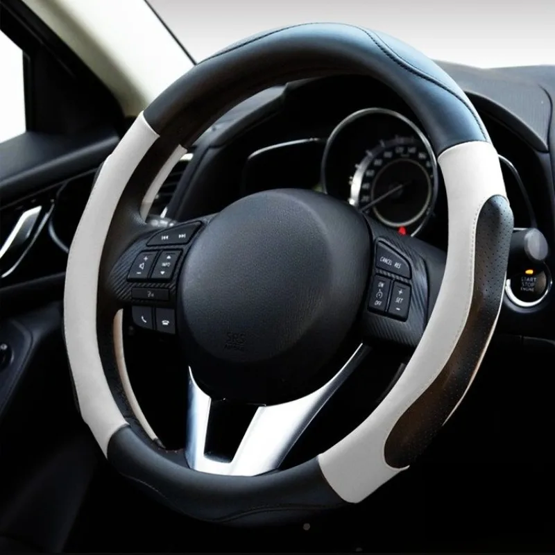 

Micro Fiber Leather Car Steering Wheel Cover 38cm Universal Steering Covers Steering Wheel Accessories Car Non Slip Handle Cover