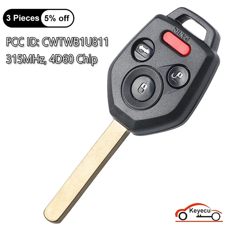 

KEYECU 4 Buttons 315MHz 4D60 Chip for Subaru Outback Legacy 2011 2012 2013 2014 2015 Auto Remote Control Key Fob FCC# CWTWB1U811