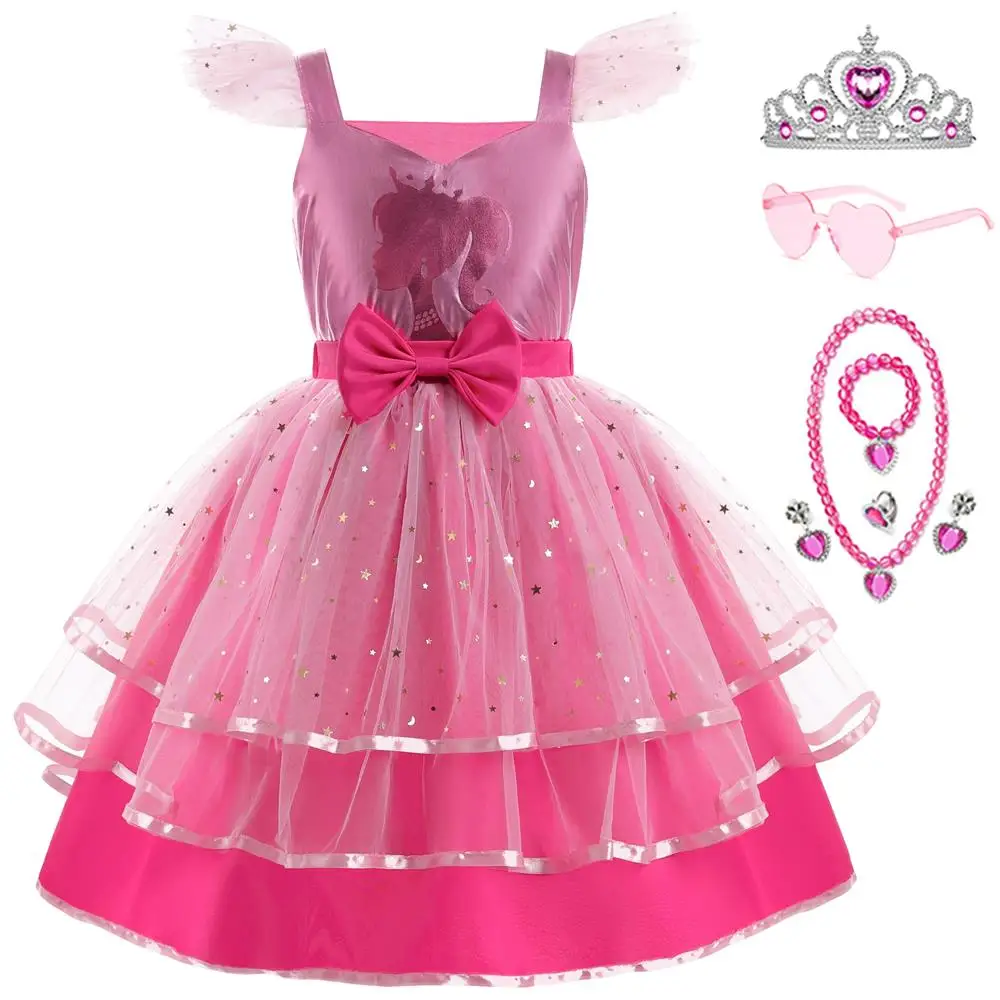 Children\'s Carnival Costumes Girl Pink Princess Dress Birthday Party Dresses Halloween Cosplay Costume Summer Clothing