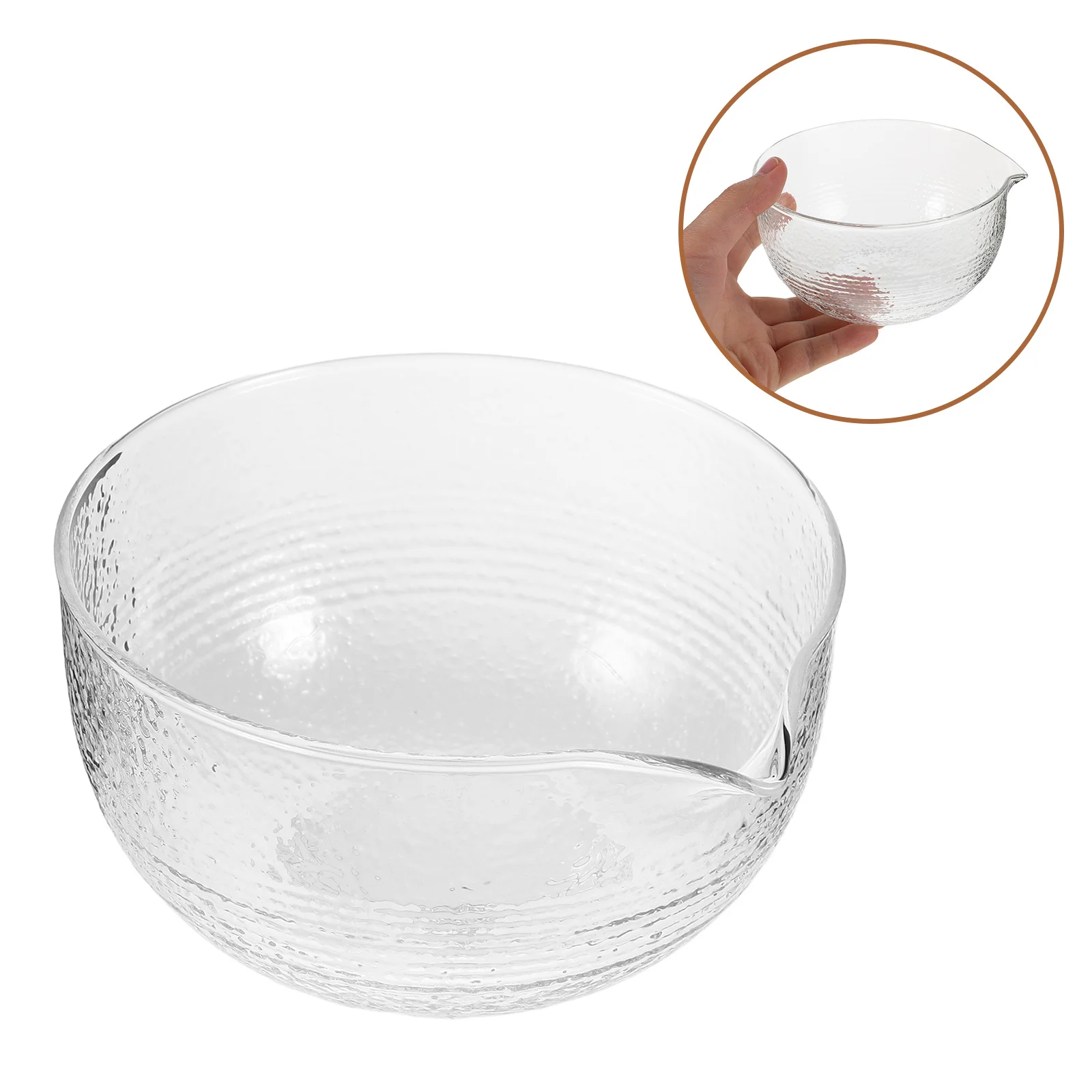 

Matcha Tea Bowl with Spout Clear Glass Japanese Chawan Cup for Travel Home Office Use Smooth Non Porous