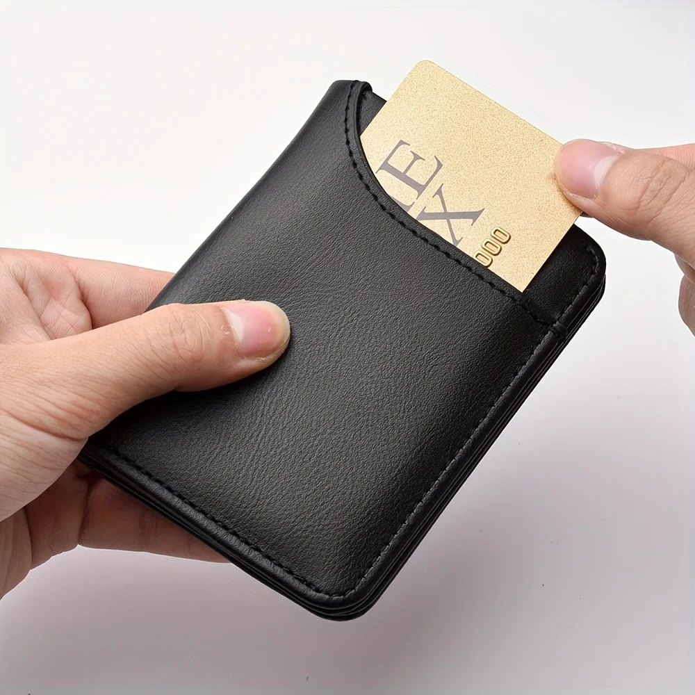 Men's Vertical Slim Wallet - Multi-Card Holder with ID Window, Compact Mini Card Bag for Youth & Students, Small Change Pocket