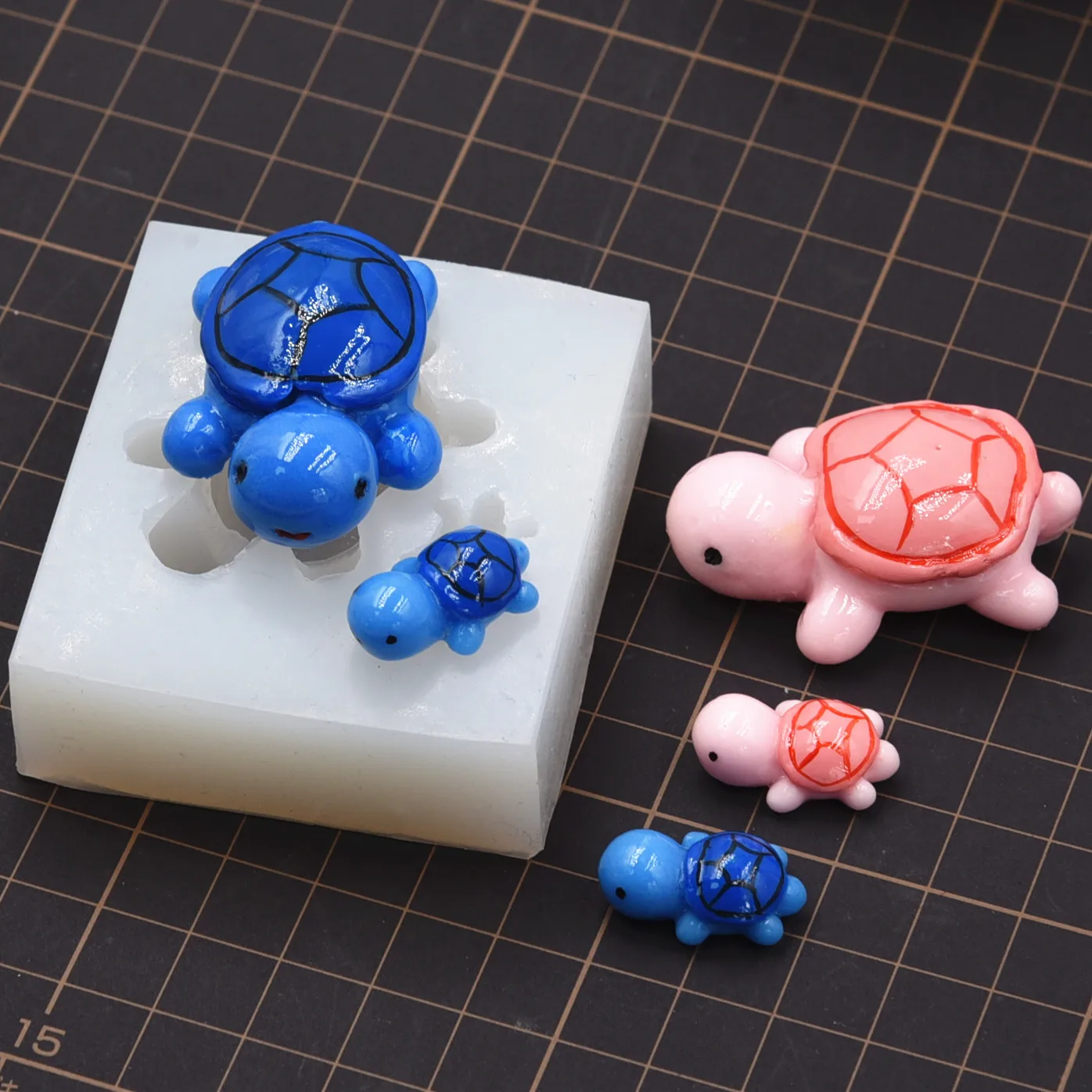 Mini Cute Tortoise Pottery Clay Silicone Mold Different Size Stuckable Tortoise DIY Silicone MOlds