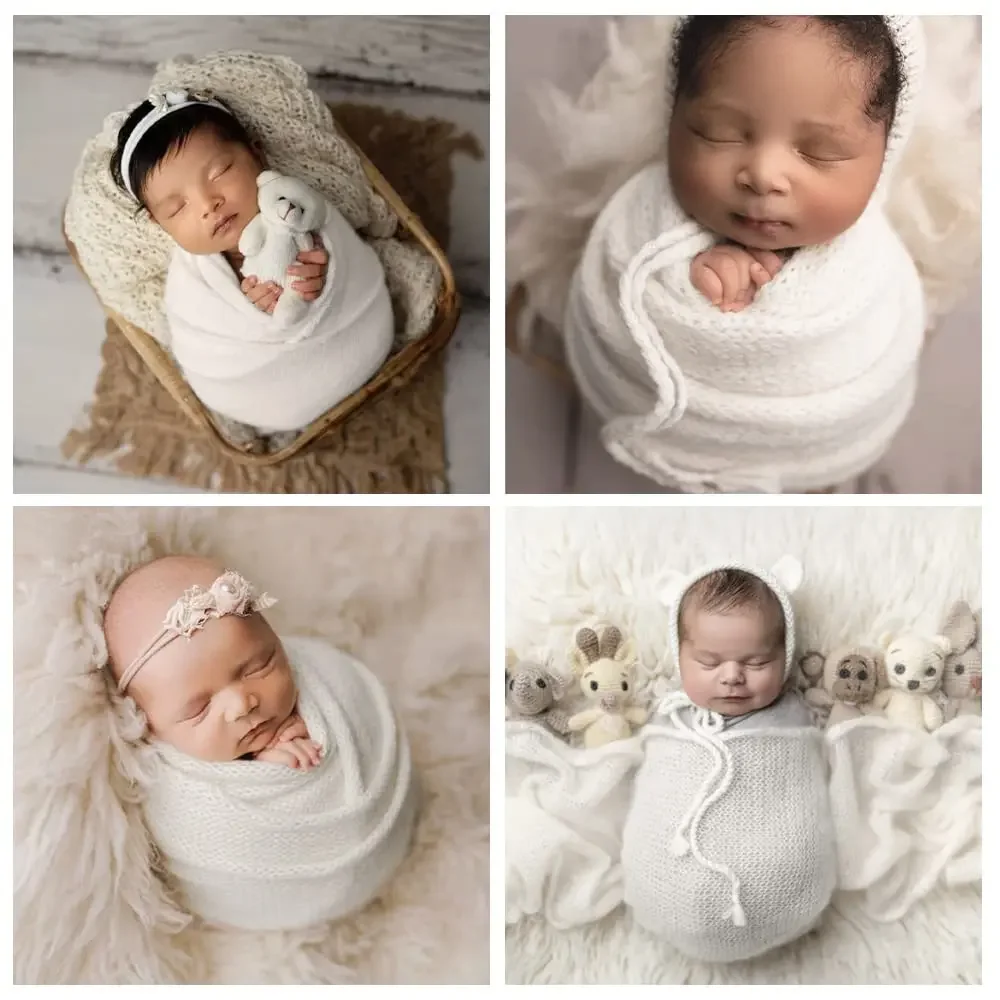 

Baby Posing Wraps Newborn Photography Props Soft Stretch Knit Blanket Handmade Wrap for Baby Boys Girls Bebe Photoshoot