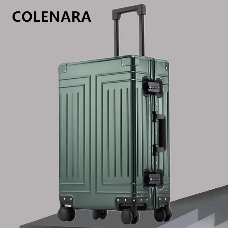 COLENARA Rolling Suitcase Full Aluminum Magnesium Alloy Boarding Box Men's Business Trolley Case 20