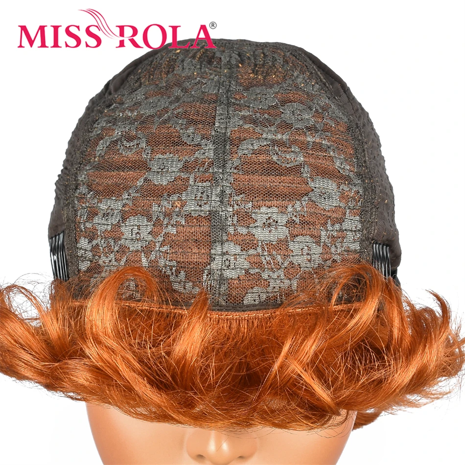 Miss Rola-peruca curta brasileira Pixie corte, perucas de cabelo humano, cabelo laranja, máquina inteira feita, Remy, elegante, Densidade 180%, 10A