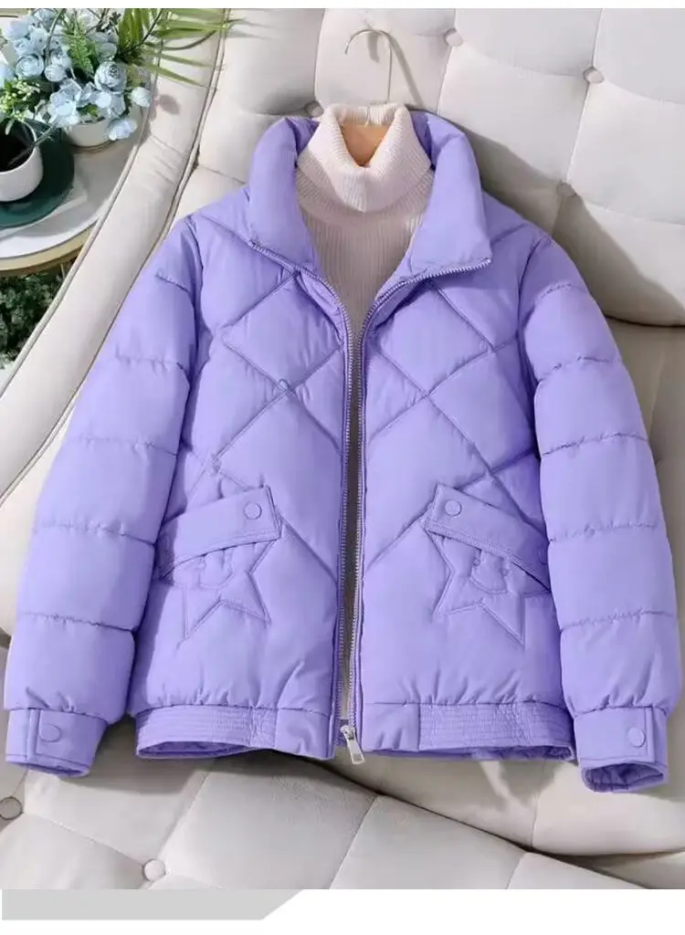 Winter Jacket Women's Stand collar Cotton Warm Coat Korean Loose Ladies Thicken Short Coat Solid Casual Student Jackets Female