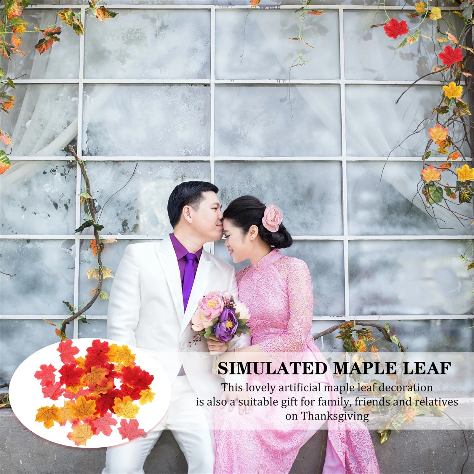 

200pcs Artificial Maple Leaves Silk Cloth Fall Faux Leaf Decor For Thanksgiving Party Autumn Wedding Table Scatter Simulation