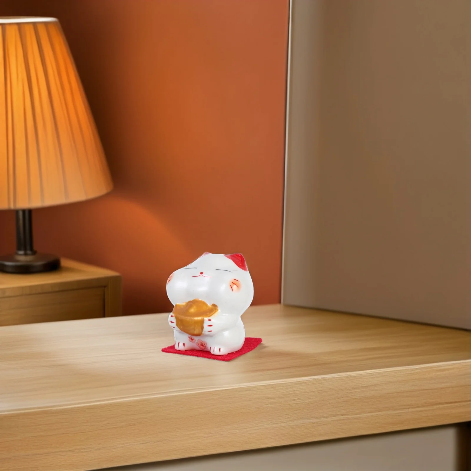 

Mini Ceramic Lucky Feng Shui Ornament Cute Chinese Style Animal Statue Desktop Bookshelf Decor Cat Figurine