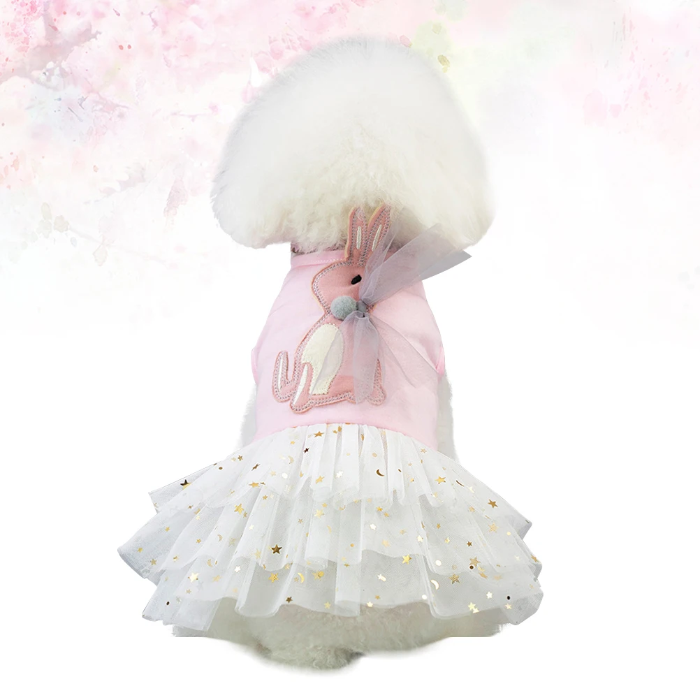 

Pet Lace Dress Pink Rabbit Tutu Skirt Size L Clothes Outdoor Party Skirt Pet Clothes Dress for Dog